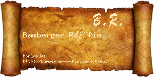 Bamberger Ráfis névjegykártya